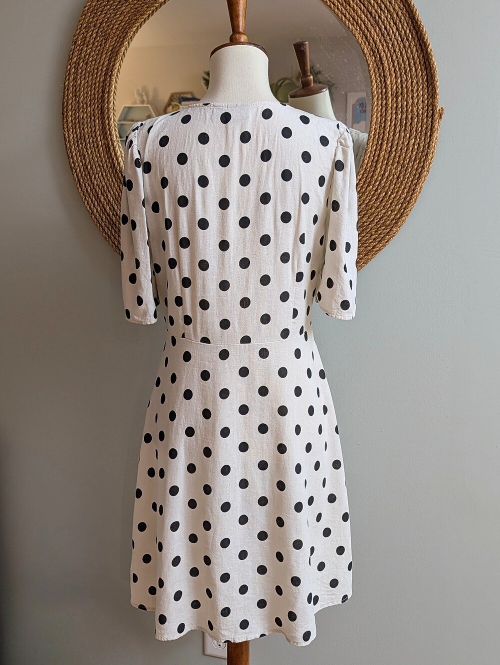 Gap Linen Blend Polka Dot Button Down Dress - Picture 5 of 7
